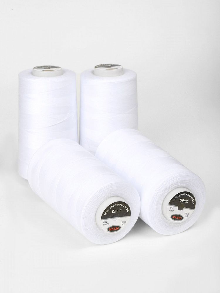 Нитки швейные Max 40/2, 4570 м (5000 ярд), 001 белый / 2 бобины Нитки швейные Max 40/2, 4570 м (5000 ярд), 001 белый / 2 бобины