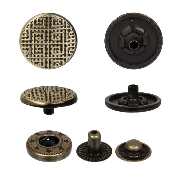 Кнопка Альфа (S-образная) ⌀15.0 мм, 36 шт, металл, нерж., 12 шлифованная бронза, MIKRON JK 005