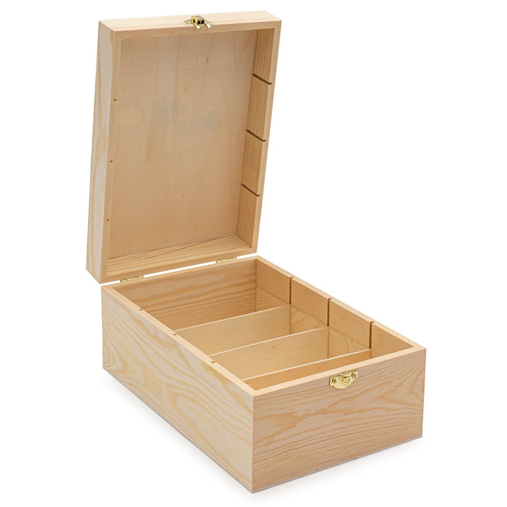 Заготовка для декорирования Шкатулка деревянная с четырьмя отсеками, сосна/фанера из тополя, 24х17х11см