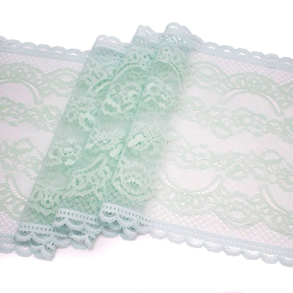 Кружево бельевое эластичное 240 мм / 10 м, св.зеленый