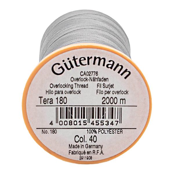 Нитка филаментная особопрочная Gutermann Tera 180, 2000 м, 040 пепельно-серый, 1 катушка