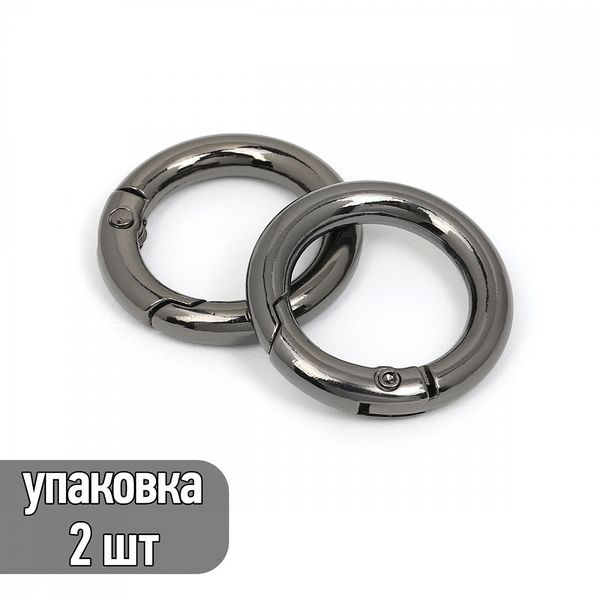 Карабин металл кольцо ⌀20.0 мм (30 мм), TBY.107911, цв.чер.никель, уп.2 шт