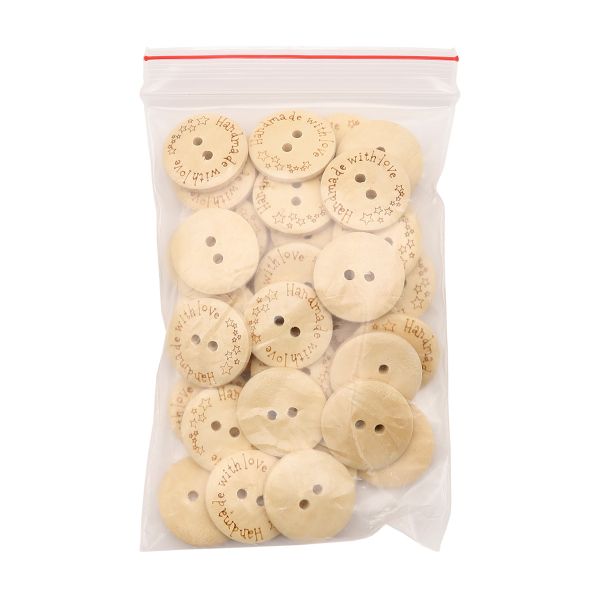Пуговицы на 2 прокола Handmade 32L (20мм), дерево (Milk (молочный)), W21, 36 шт