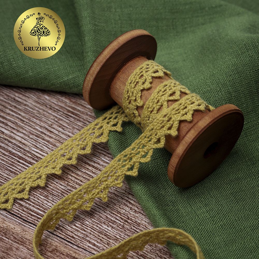 Кружево вязаное (тесьма) 10 мм / 10 метров, 5036.34 цв.34 т.желтый, 10 м, Kruzhevo