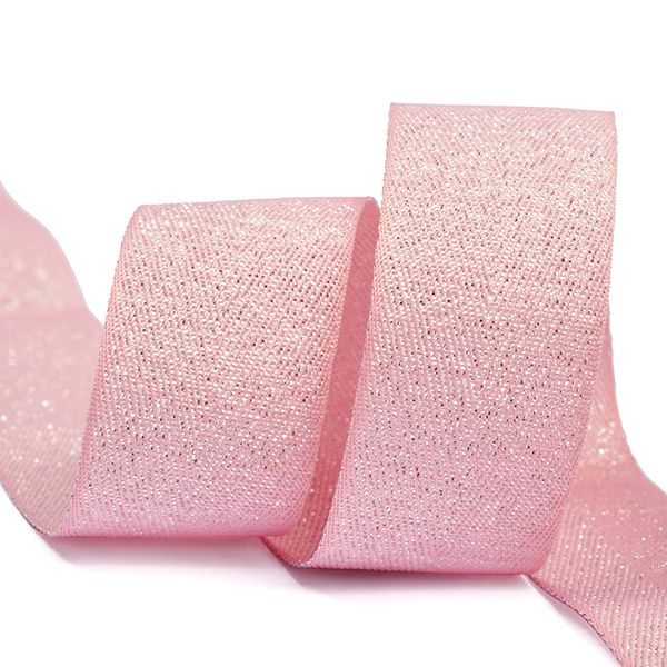 Тесьма (лента) киперная п/э металлизированная 25 мм / 22.85 метра, S221 розовый