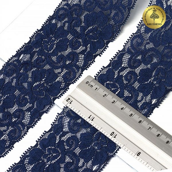 Кружево эластичное (стрейч) 65 мм / 3 метра, TBY.L840, цв.S919 синий сапфир