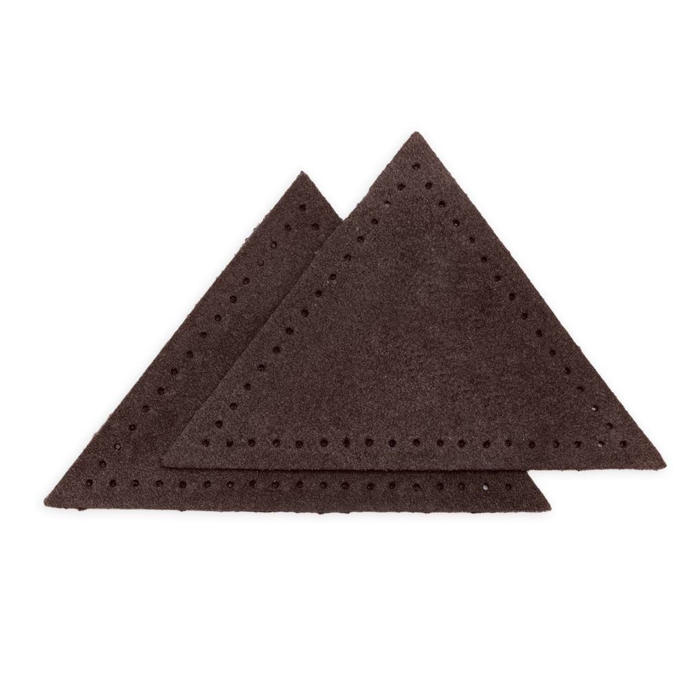 Заплатки пришивные из замши треугольник 8х8х8 см, с перфорацией, 2шт/уп, 21 темно-коричневый, 59903