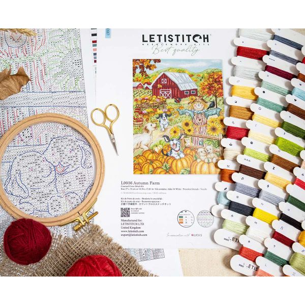 Набор для вышивания нитками LetiStitch L9936, Осенняя ферма 27х35см