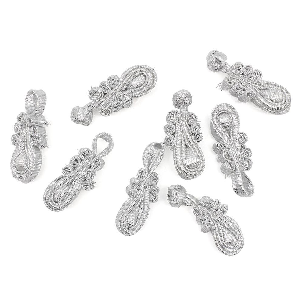 Сутажная застежка, 7 см (серебро), NO.1, 5 шт