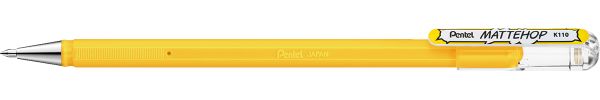 Ручка гелевая с супер укрывистыми чернилами Pentel Mattehop ⌀1 мм, K110-VGX цвет чернил: желтый
