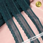 Кружево эластичное (стрейч) 25 мм, 8028, цв.F222 изумрудно-синий уп.50м, Kruzhevo