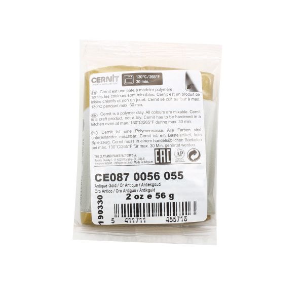 Полимерная глина Cernit Metallic запекаемая, имитация металла 56 гр, 055 античное золото