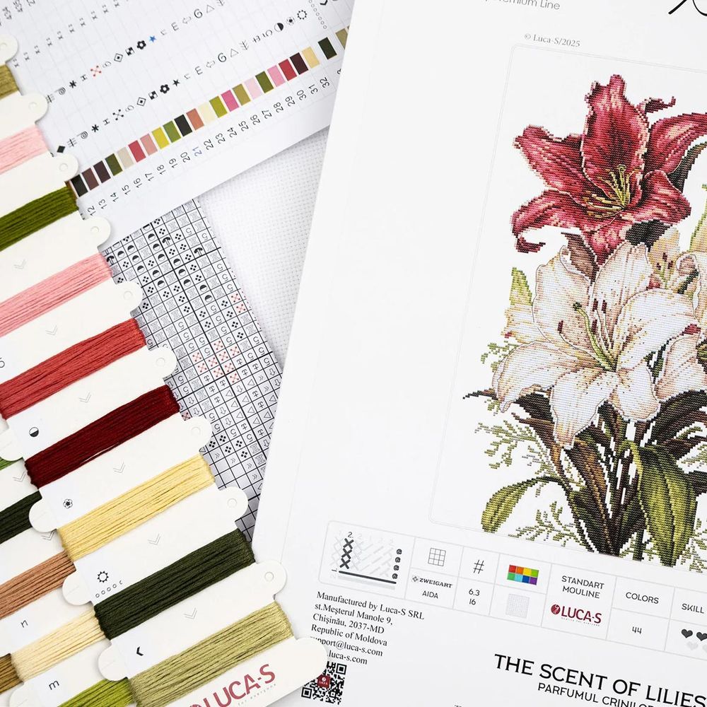Набор для вышивания нитками Luca-S B7054, Аромат лилий, 24х34см