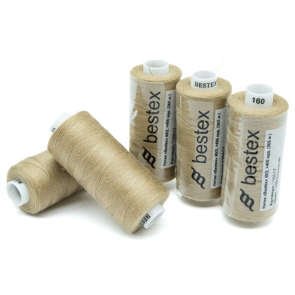 Нитки швейные бытовые Bestex 40/2, 365 м (400 ярд) / 10 кат., 160 бежевый