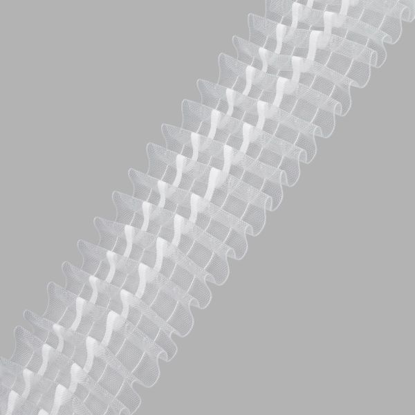 Лента (тесьма) шторная: сборка параллельная (1:2) 100 мм / 50 метров, (2 ряда петель, 4 шнура), прозрачный, 1090