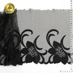 Кружево на сетке (вышитое) арт.T101 245мм цв.черный уп.6м, Kruzhevo