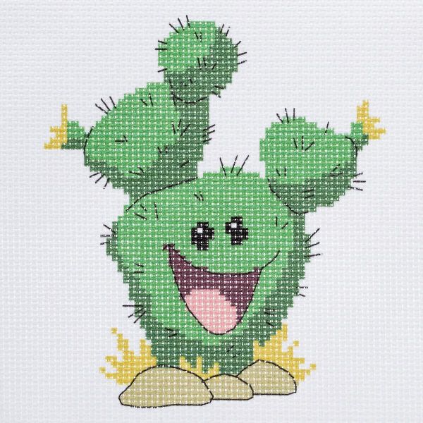 Набор для вышивания нитками Hobby&Pro Kids, Весёлый кактус 19х18 см