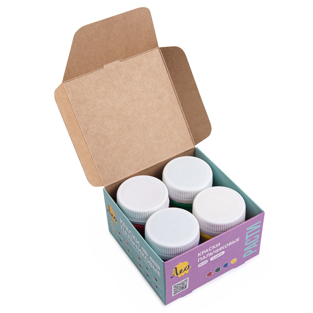 Краска пальчиковая Лео Расти набор 4 цв.х40 мл, Лео LGFP-0104
