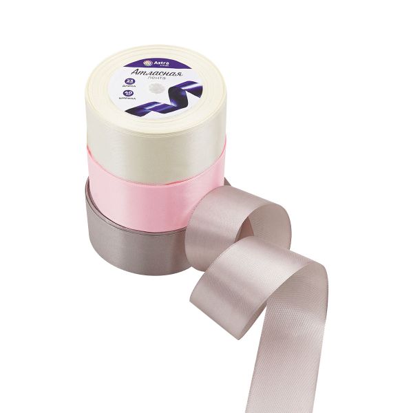 Набор атласных лент 3 цвета по 40.0 мм / 23 метра, весенний микс