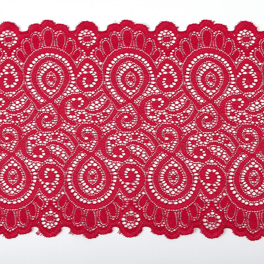 Кружево бельевое эластичное 180 мм / 3 м, TBY.L1351, цв.18-1750 карминовый красный, Kruzhevo