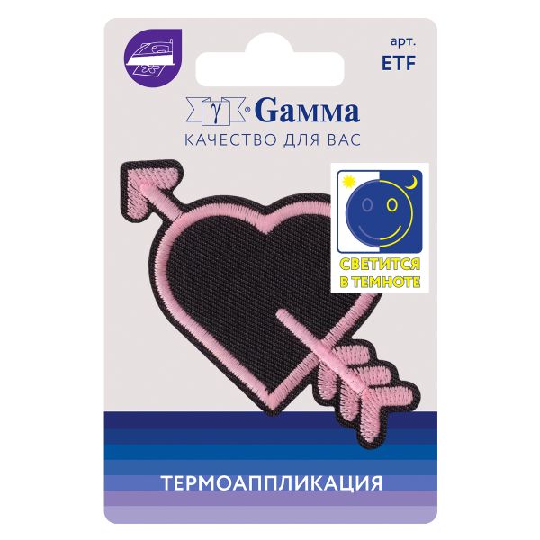 Термоаппликация №05, 1 шт, 02-510 Сердце большое 8.3х5 см, Gamma ETF