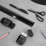 Набор ластик и точилка для карандашей COMPACT + 2 запасных ластика, BYM10140DW черный, Milan, BYM10140DW