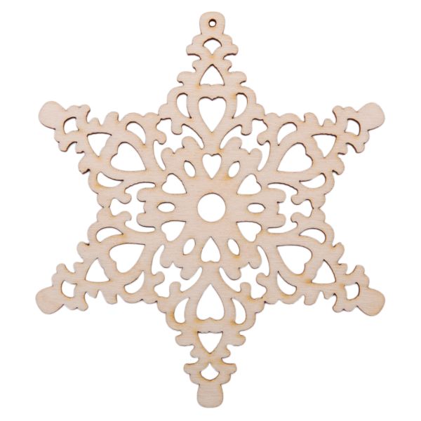 Заготовка из фанеры Подвеска новогодняя, 0.3 см, Снежинка 5, 8х9см, ВД-1201 Mr.Carving