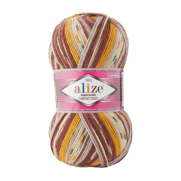 Пряжа Alize (Ализе) Superwash Comfort Socks / уп.5 мот. по 100 г, 420м, 7652 секционный A