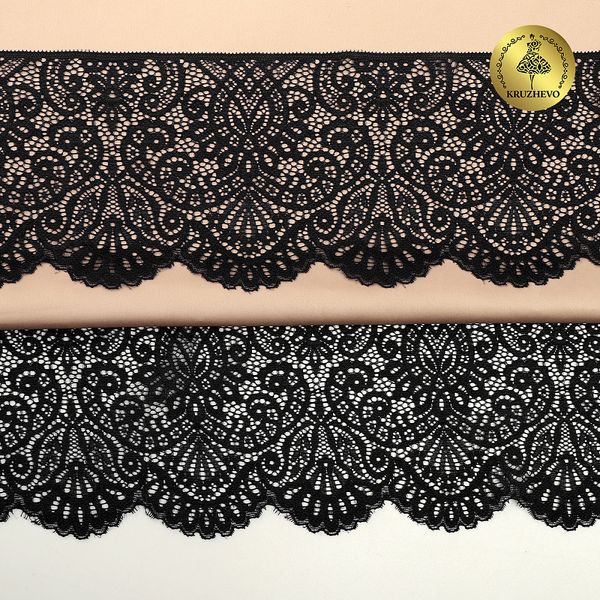 Кружево эластичное (стрейч) 110 мм, 40992PP цв.черный уп.25м, Kruzhevo