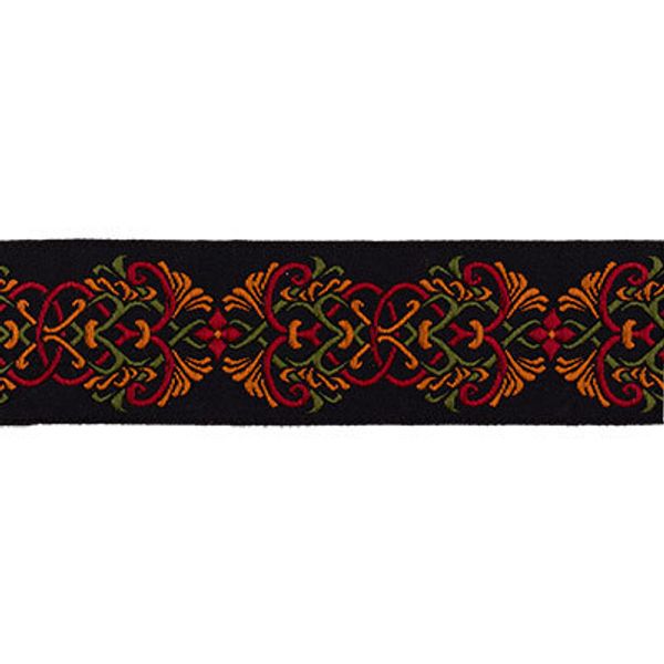 Лента (тесьма) жаккардовая 35.0 мм / 10±0.5 метров, красный/оранжевый/зеленый, Gamma TRJ-85