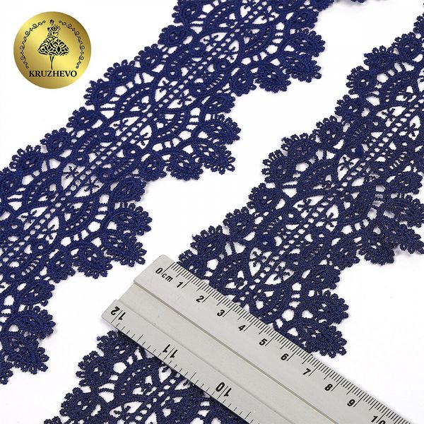 Кружево гипюр (плетёное) 70 мм / 4.5 метра, TBY.SUN.11, цв.F330 темно-синий