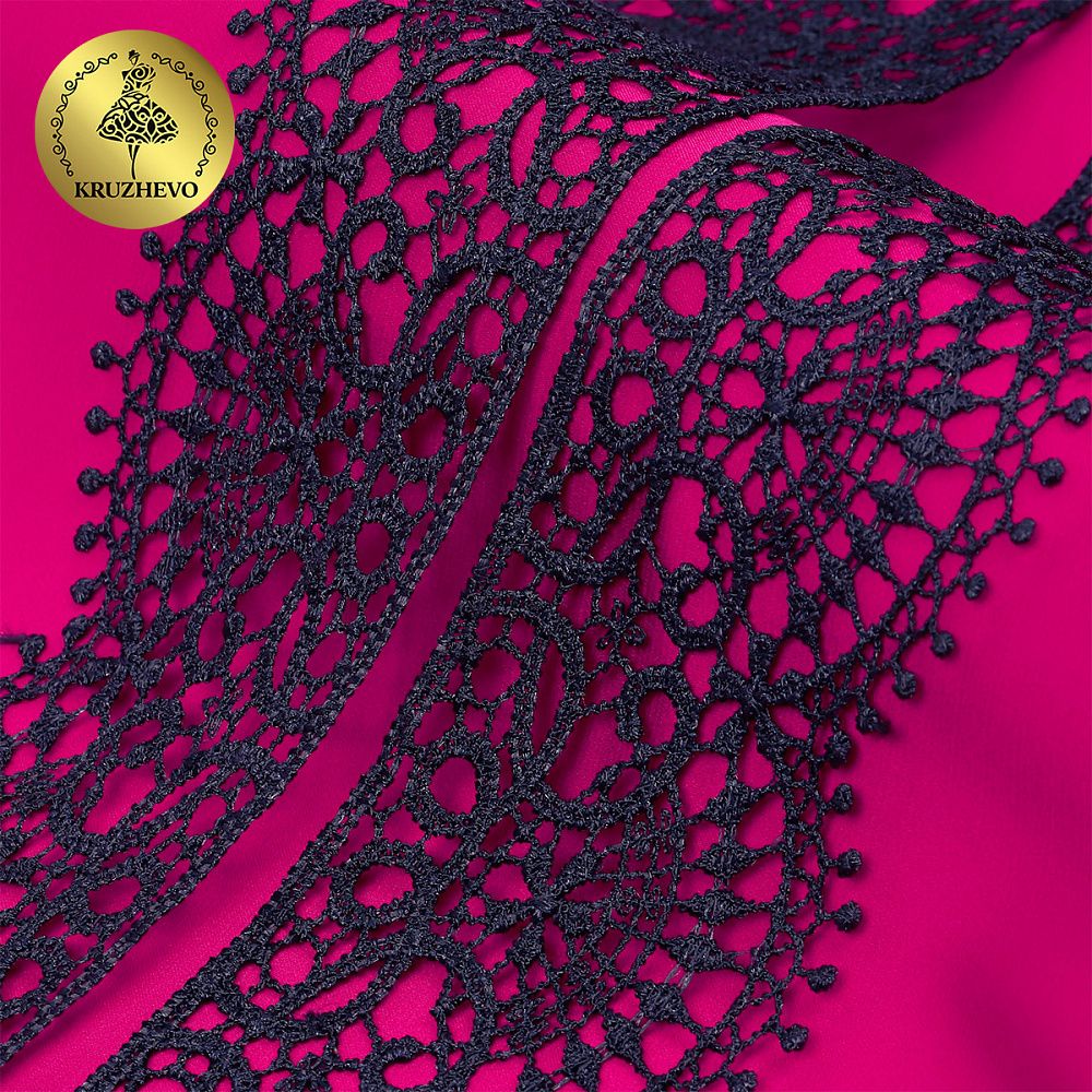 Кружево гипюр (плетёное) 60 мм, 2502 цв.B4815 т.синий уп.13.7м, Kruzhevo