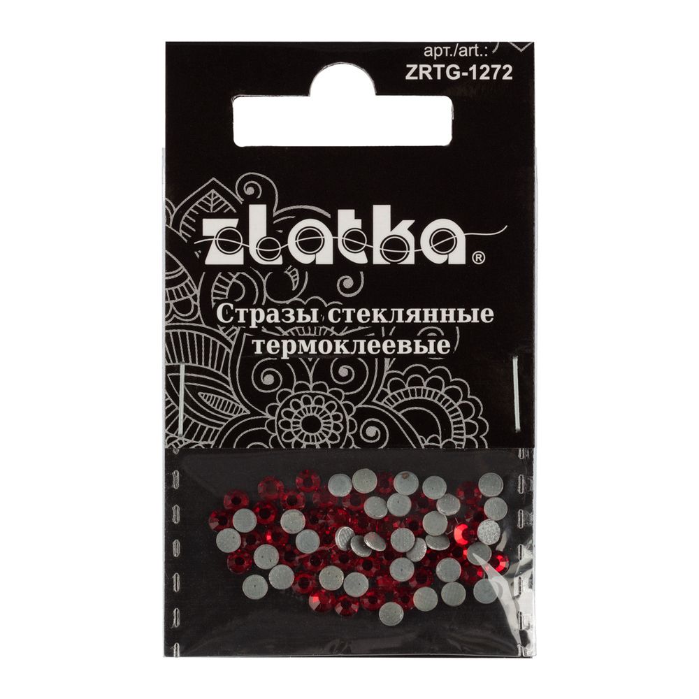 Стразы клеевые стекло 3.2 мм, 360 шт, SS12 №19 красный (Siam), Zlatka ZRTG-1272