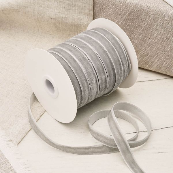 Лента бархатная (тесьма) 12.0 мм / 32.9±2 метров, 0081-1211, 182 серый