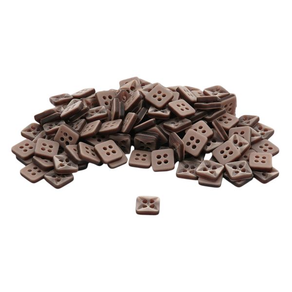 Пуговицы 4 прокола 18L (11мм), квадрат, пластик (col.03 коричневый), CB_M-26, 144 шт