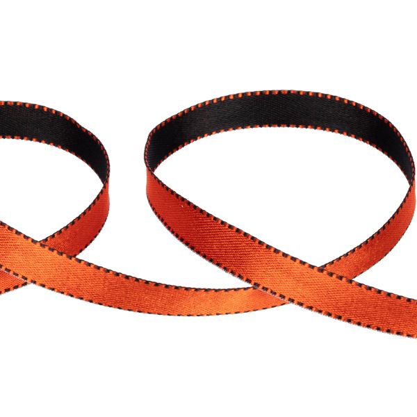 Лента атласная 2-сторонняя 10.0 мм / 22.8 метра, 033 оранжевый/черный, Gamma ALD-10