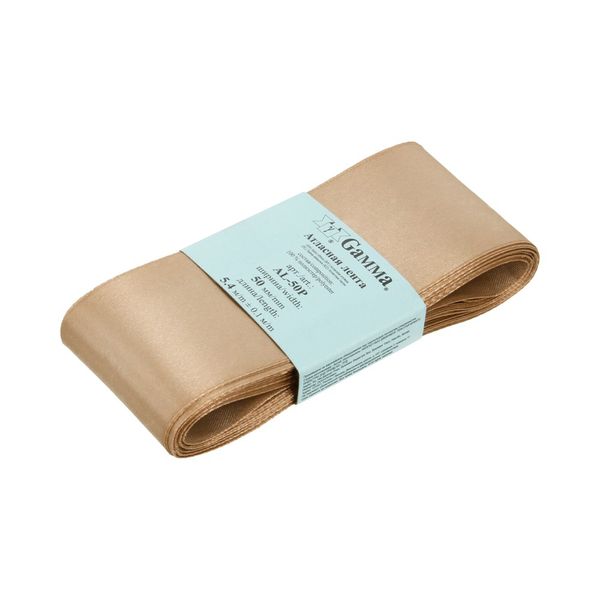 Лента атласная 1-сторонняя 50.0 мм / 5 шт по 5.4 метра, №093 бежевый, Gamma AL-50P