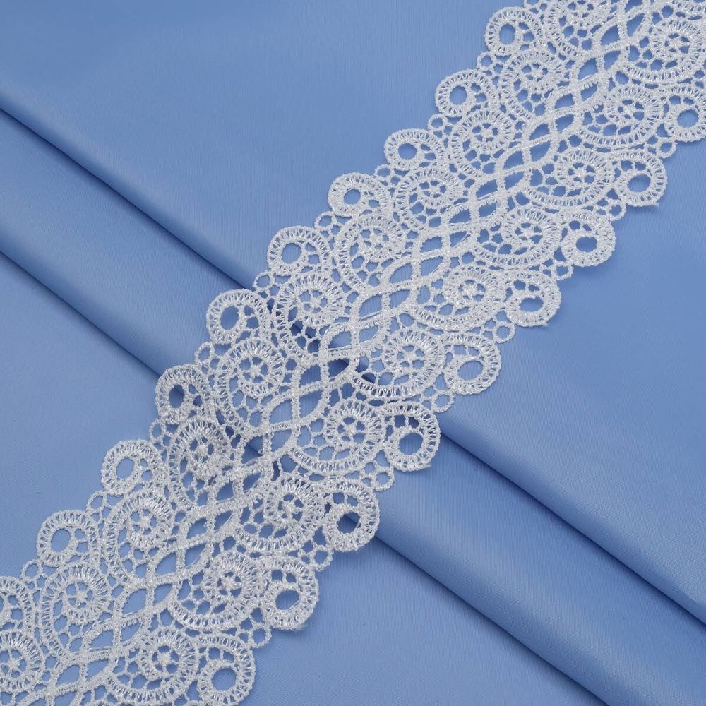 Кружево гипюр (плетёное) 75 мм / 13.7 метров, белый, 3AR1300