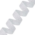 Лента (тесьма) жаккардовая 32.0 мм / 25±1 метров, с метанитом рис. 9819, белый/серебро, С3104Г17