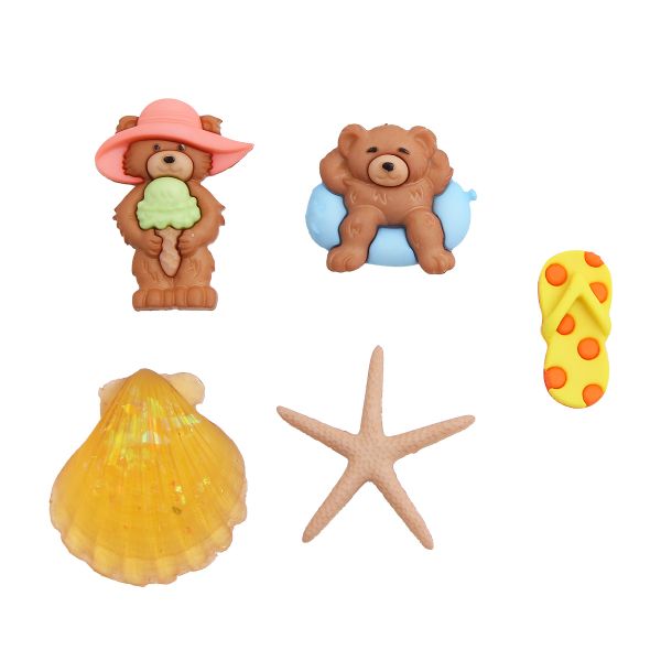Украшения пуговицы декоративные фигурки Пляжные мишки пластик, 7 штук, Dress It Up