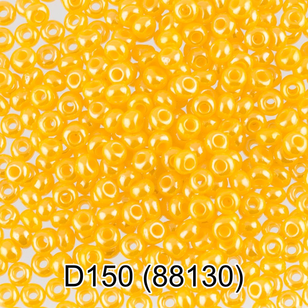 Бисер Preciosa круглый 10/0, 2.3 мм, 50 г, 1-й сорт. D150 желтый, 88130, круглый 4