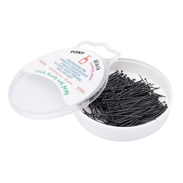 Булавки-гвоздики портновские 30х0.60 мм, металл, цв. черный, 25г в боксе, Pony, 24508