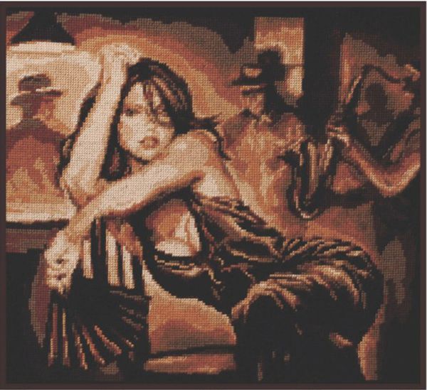 Набор для вышивания нитками Палитра, Шоколадный блюз 31х27 см