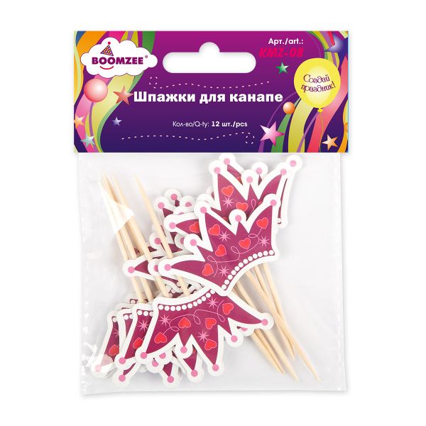 Шпажки для канапе 12 шт, 03-Корона, Boomzee KMZ-08