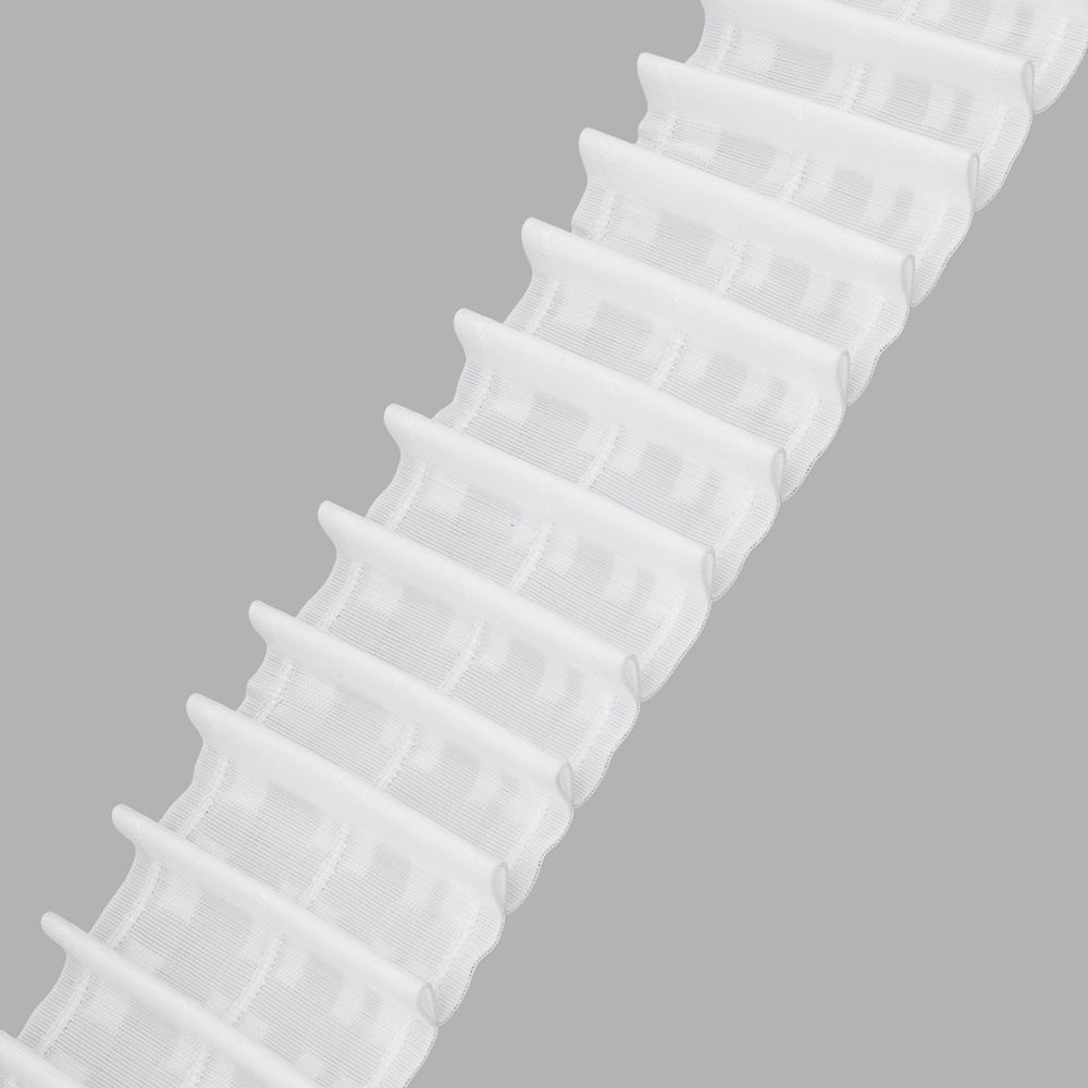 Лента (тесьма) шторная: сборка параллельная (1:2) 80 мм / 10 метров, (5 рядов петель, 3 шнура), белый, 808