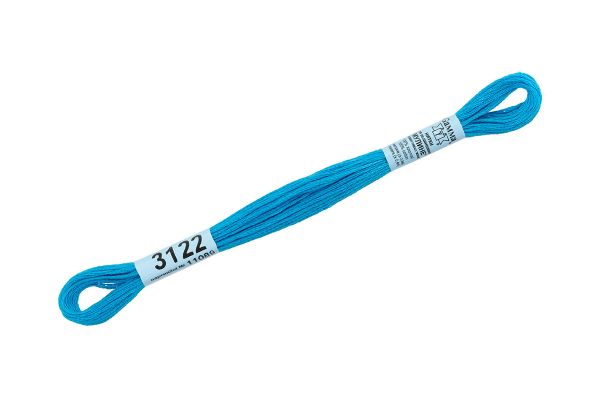 Мулине Gamma 100% хлопок, цв.3122 яр.голубой, 24 мотка по 8 метров