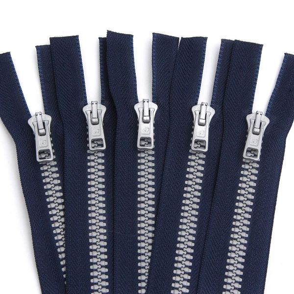 Молния трактор Arta Т6 (6 мм) 1 зам., разъем., 80 см, Decor, цв. 044 т.синий / 991 алюминий, уп.5 шт