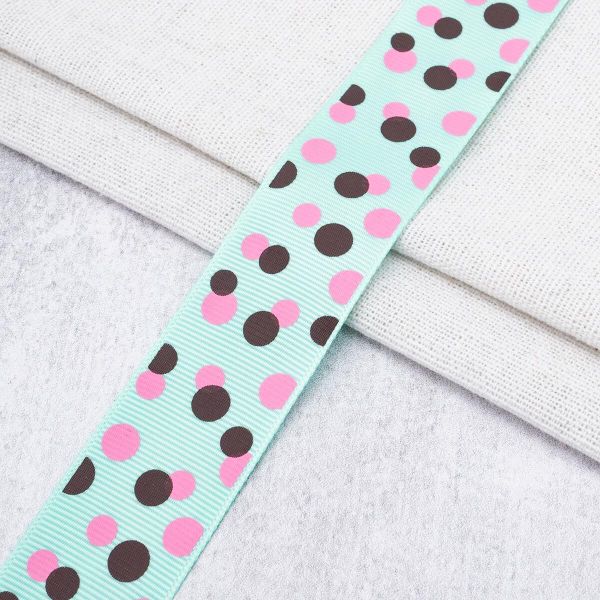 Лента репсовая (в рубчик) с рисунком 25.0 мм / 45.72 метра, ID 2545, цв. бирюза, 25577