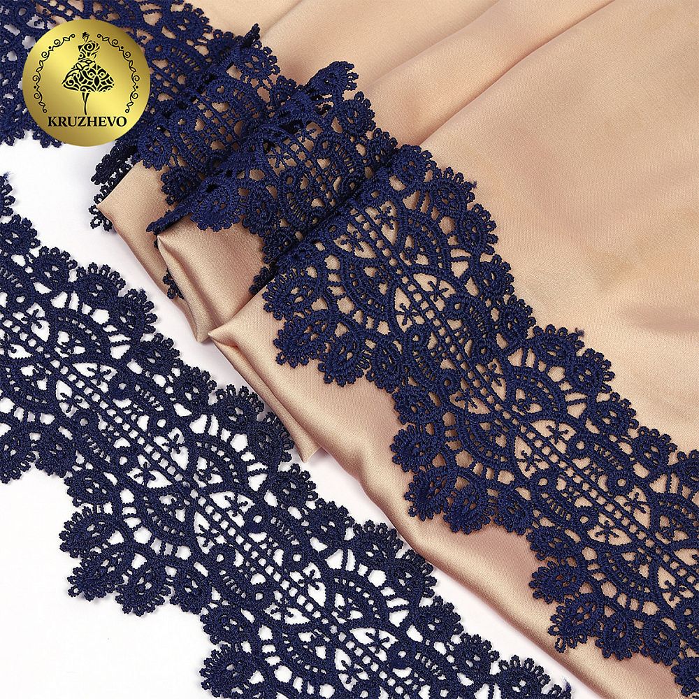 Кружево гипюр (плетёное) 70 мм / 13.71 метров, TBY.SUN.11, цв.F330 темно-синий