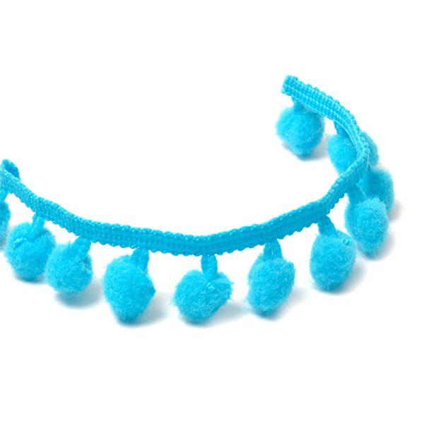 Тесьма с помпонами 1-рядная h15-20 мм, S370 (020) бирюзовый LC-20 уп. 10м